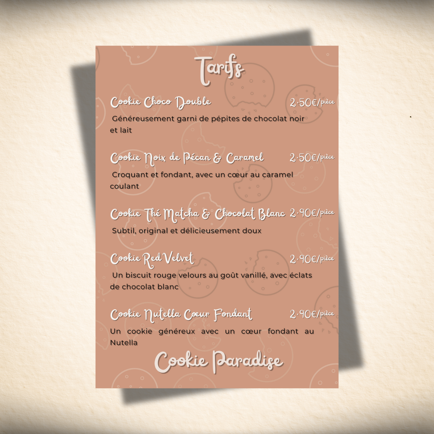 Design de menu / liste de prix/ dépliant